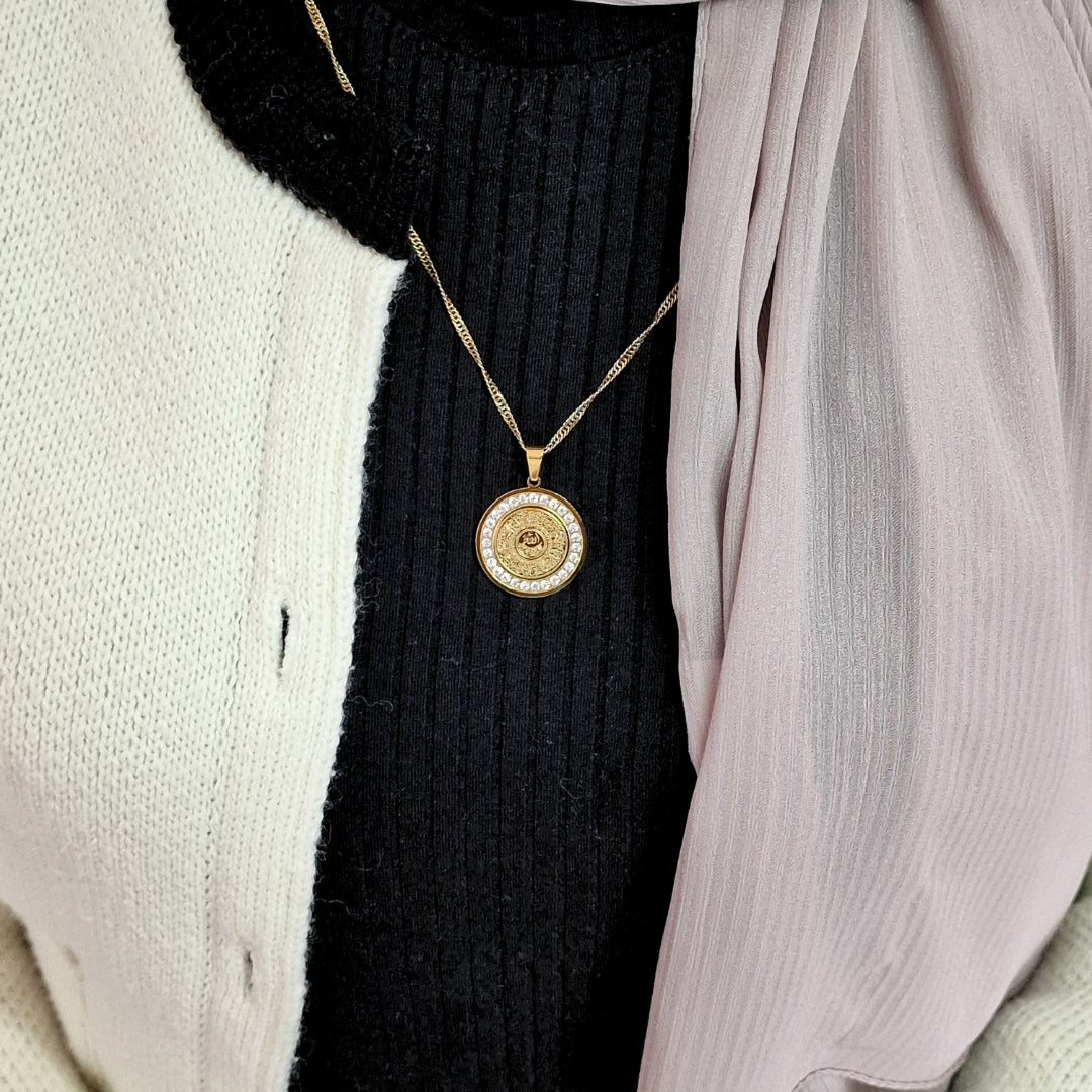 Ayatul Kursi Halskette mit Zirkonia Kristallen - deine Verbindung zu Allah