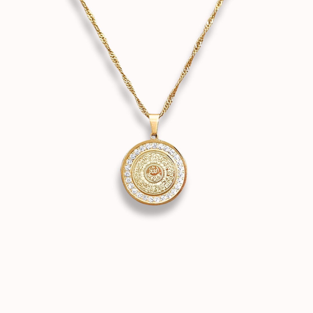 Ayatul Kursi Halskette mit Zirkonia Kristallen - deine Verbindung zu Allah