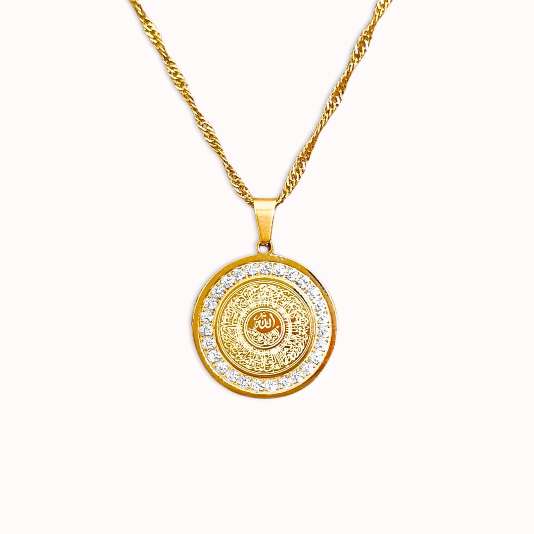 Ayatul Kursi Halskette mit Zirkonia Kristallen - deine Verbindung zu Allah