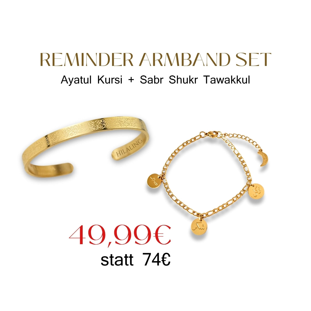 Hol dir das Armband-Duo und spare 24€! Ayatul Kursi + Sabr Shukr Tawakkul – statt 74€ nur 49,99€