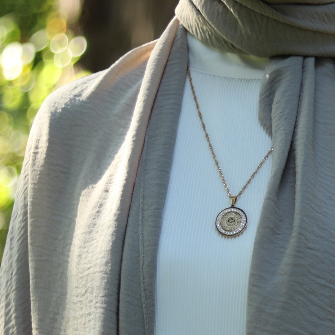 Ayatul Kursi  Halskette mit Zirkonia Kristallen - deine Verbindung zu Allah