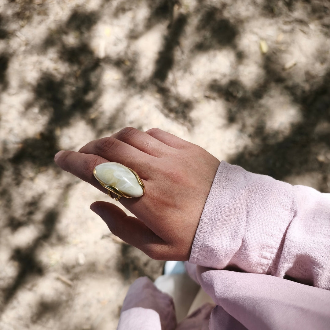 Moon Pearl Statement Ring