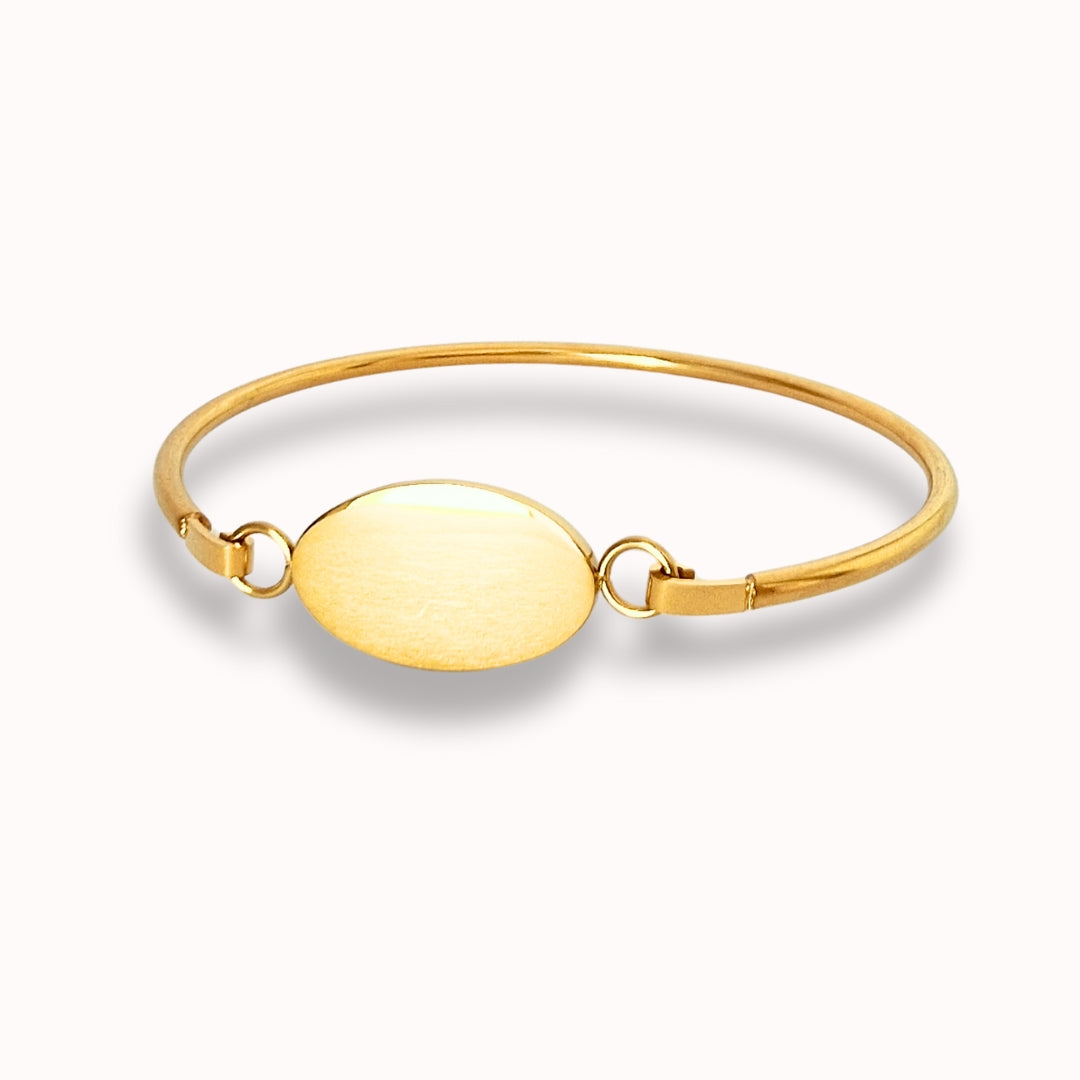 Personalisierbarer Armreif mit ovalem Plättchen, Gravur Armreif Armband mit Handschrift