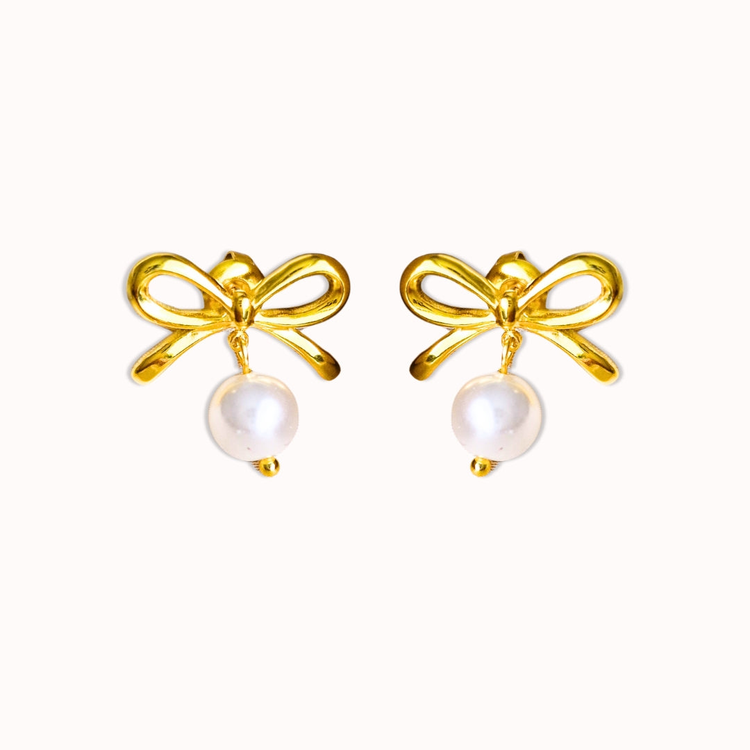Süße Schleifen Ohrringe mit Perle